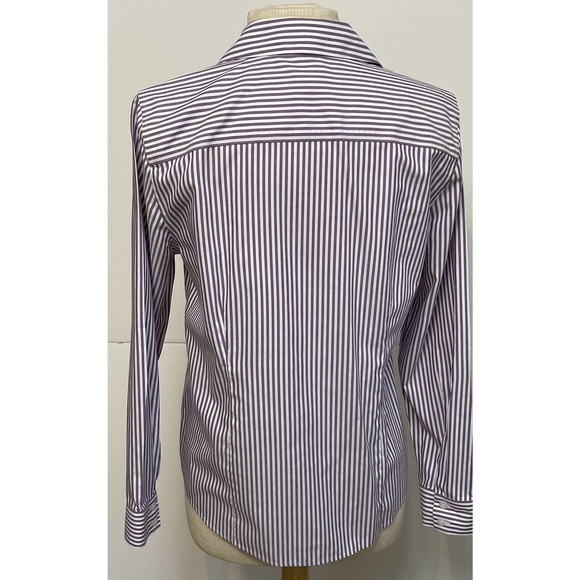 CHICO’s Size 0 Women’s S Purple Striped Button Up Blouse No- Iron Coolmax - Picture 2 of 4